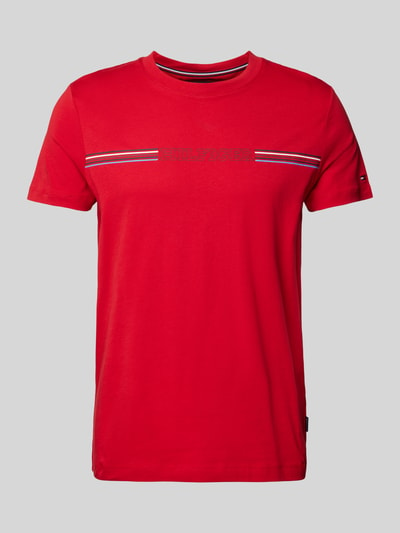 Tommy Hilfiger T-shirt met labelprint Donkerrood - 2