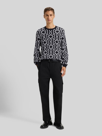 HUGO Sweter z dzianiny o kroju regular fit z mieszanki wiskozy model ‘SOUVAWN’ Czarny 1