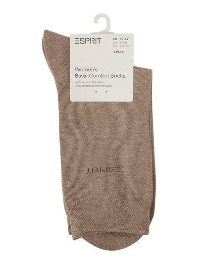 Esprit Socken mit Label-Stitching im 2er-Pack Sand 2