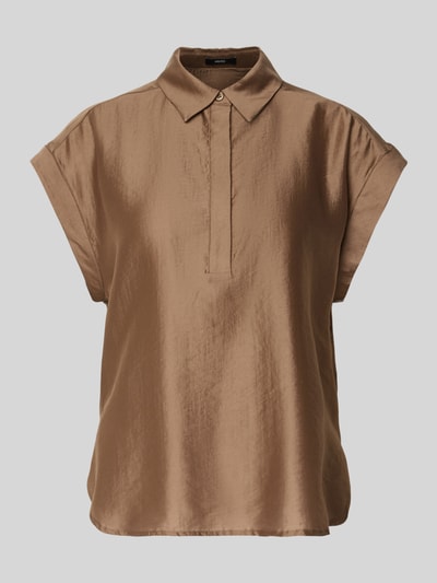 Produktfoto, Regular Fit Bluse aus Lyocell-Mix Modell 'Zamin' von Someday in Braun mit Hemdblusenkragen, verdeckter Knopfleiste, Kappärmel, glatte Textur, Damen Bluse