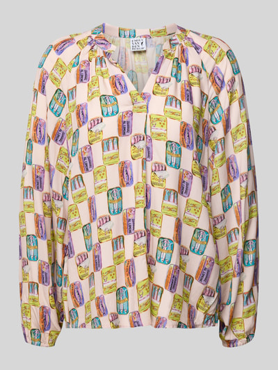 Produktfoto, Regular Fit Bluse aus Viskose im Allover-Look von Emily Van den Bergh, bunt gemustert, V-Ausschnitt, weiche Textur