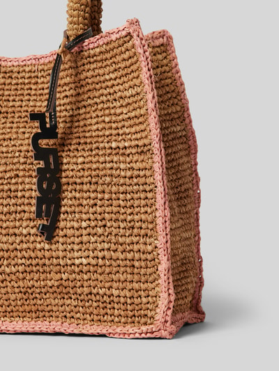 PUR-SET Tote bag met labeldetail, model 'Raphia' Rosé - 3