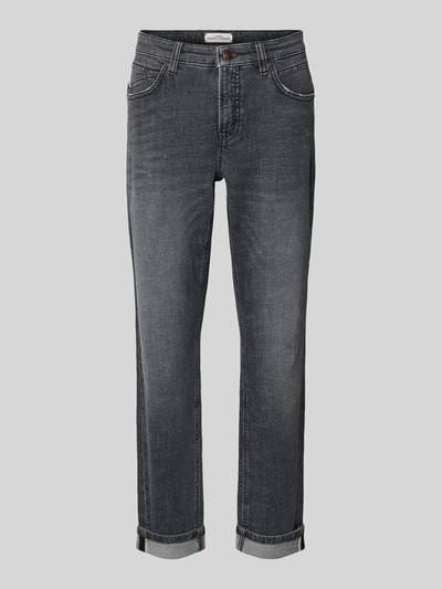 Produktfoto, Regular Fit Jeansy o dł. 7/8 model 'Kerry' od Cambio z elastycznej mieszanki bawełny, kolor ciemnoszary, zapięcie na guzik i zamek błyskawiczny, szerokość w pasie 42 cm, długość wewnętrzna nogawki 69 cm.