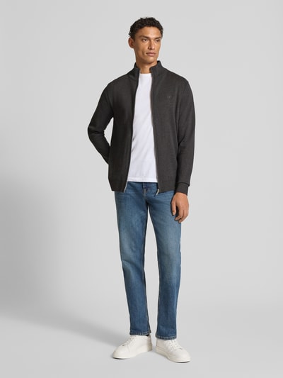 Tom Tailor Regular fit gebreid jack van puur katoen Antraciet - 1