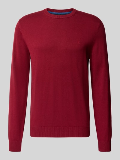 Christian Berg Men Regular Fit Strickpullover aus Baumwoll-Woll-Mix Dunkelrot 1