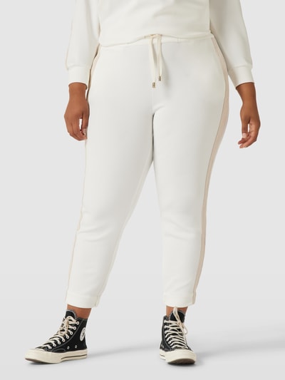 Marina Rinaldi Spodnie typu track pants z lampasami model ‘OGNUNO’ Złamany biały 4