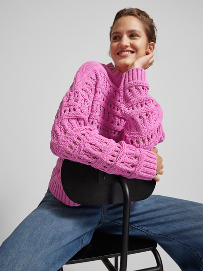 Only Pullover mit Lochmuster Modell 'LEAH' Pink 3