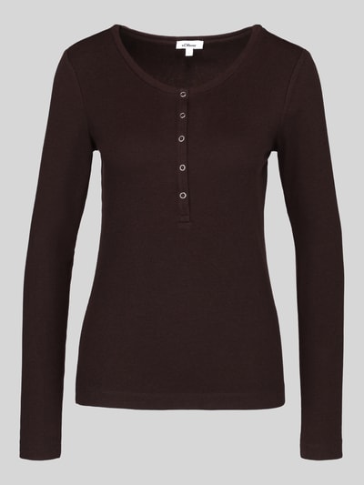 s.Oliver RED LABEL Slim Fit Langarmshirt aus Baumwoll-Lyocell-Mix Dunkelbraun 2