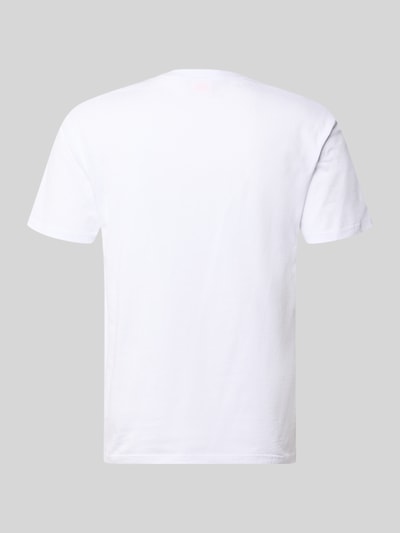 Produktfoto, Slim Fit T-Shirt aus reiner Baumwolle von Sundek, Herren T-Shirt in Weiß mit Rundhalsausschnitt, Label-Print, glatte Textur.