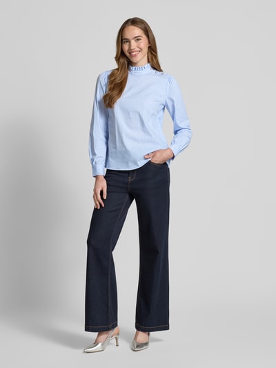 Rich & Royal Regular Fit Bluse aus Baumwoll-Mix mit Stehkragen Hellblau 1