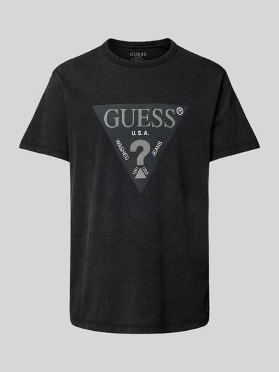 Guess T-shirt met labelprint Zwart - 2