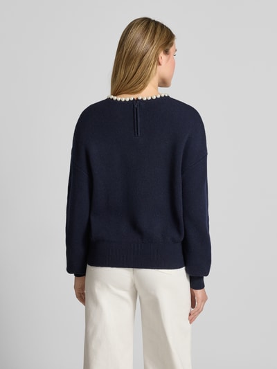 Essentiel Antwerp Comfort fit gebreide pullover van wolmix met kasjmier, model 'INTI' Marineblauw - 5