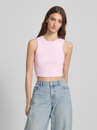 Only Slim fit korte tops van katoenmix, model 'VILMA' Lichtroze - 4