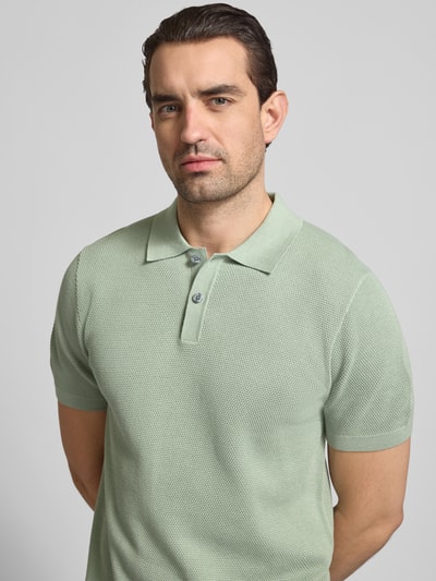Christian Berg Men Slim Fit Poloshirt mit Strukturmuster Oliv 3