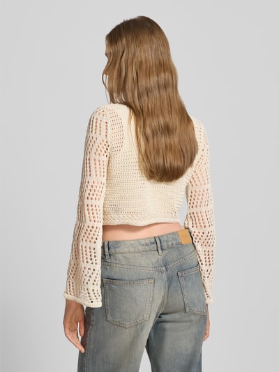 Noisy May Kort gebreid jack met vetersluiting, model 'GIANNA' Ecru - 5