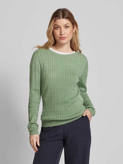 Christian Berg Woman Gebreide pullover met kabelpatroon Rietgroen - 4