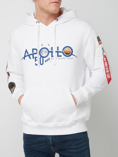 Alpha Industries Bluza z kapturem z naszywkami Apollo Biały 4