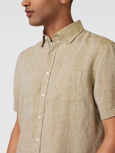 OLYMP Business-Hemd aus Leinen mit Button-Down-Kragen Beige 3