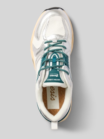 Produktfoto, Sneaker mit Logo-Detail Modell 'Ultra' von Genesis, Herren Sneaker mit abgerundeter Passform, Weiß, Blau, Mesh-Textur, Schnürverschluss, Absatzhöhe 4 cm, Schafthöhe 8 cm, Schaftweite 10 cm, Größe 44