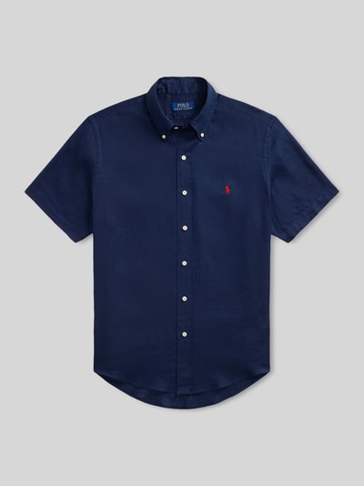 Produktfoto, Regular Fit Leinenhemd mit Button-Down-Kragen van Polo Ralph Lauren, look: effen kleuren, pasvorm: regular fit, button-downkraag, doorlopende knoopsluiting, gestikt logo, korte mouw, afgeronde rompzoom, materiaal: puur linnen