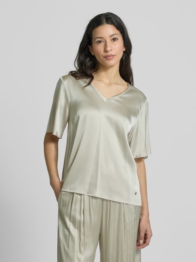 MOS MOSH Regular Fit Blusenshirt mit V-Ausschnitt Modell 'EVIE' Sand Melange 4