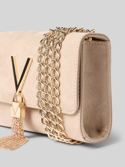 Productfoto, beige schoudertas met goudkleurige ketting en logodetail, Umhängetasche mit Logo-Detail model 'DIVINA' van Valentino Bags, Dames