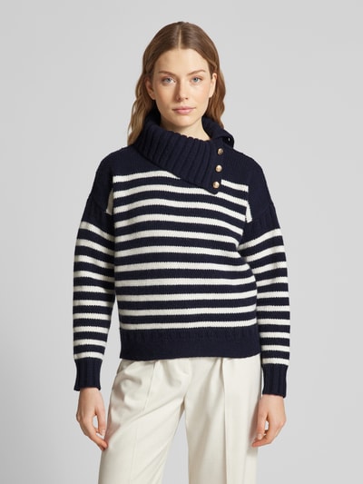 Lauren Ralph Lauren Gebreide pullover met ribboorden, model 'VARNEE' Donkerblauw - 4