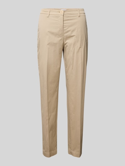 Produktfoto, Stoffhose mit Bügelfalte Modell 'KRISS' von Raffaello Rossi z bawełnianą mieszanką, krój straight fit, beż, gładka tekstura, szerokość w rozmiarze 36: 40 cm, długość nogawki 69 cm