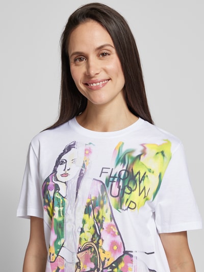 Marc Cain T-shirt met labelprint Wit - 3