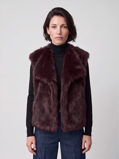 s.Oliver BLACK LABEL Webpelzjacke mit breitem Reverskragen Bordeaux 4