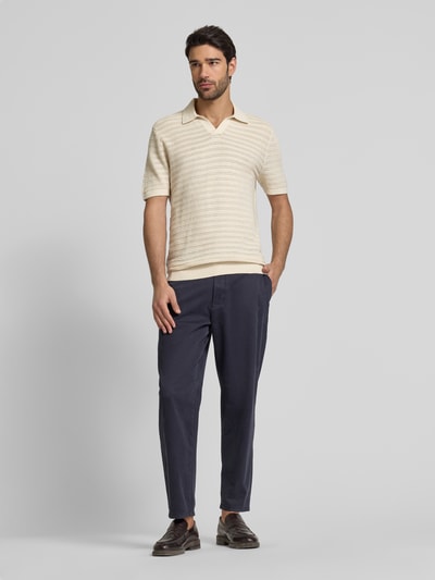 Profuomo Slim fit poloshirt met V-hals Offwhite - 1