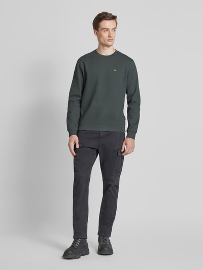 Napapijri Sweatshirt met labelstitching, model 'balis' Kaki - 1