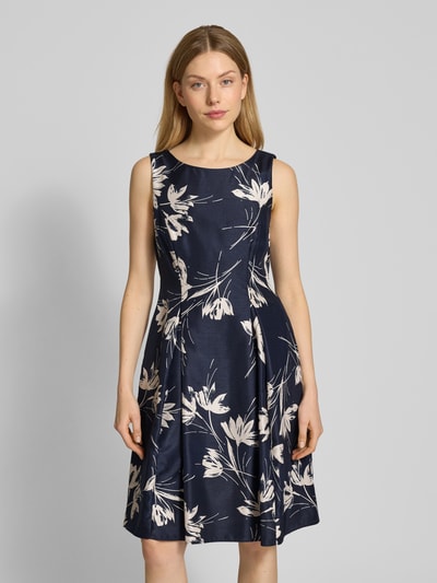 Christian Berg Cocktail Knielanges Cocktailkleid mit Rundhalsausschnitt Dunkelblau 4