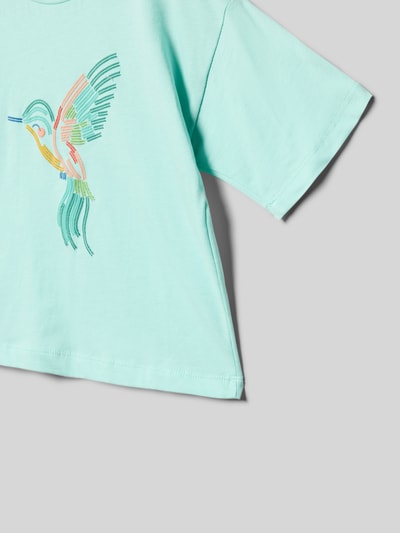Productfoto, T-shirt met motief en 1/2-mouwen van Mayoral, puur katoen, boxy fit, ronde hals, ruglengte maat 116: 37 cm, mintkleur