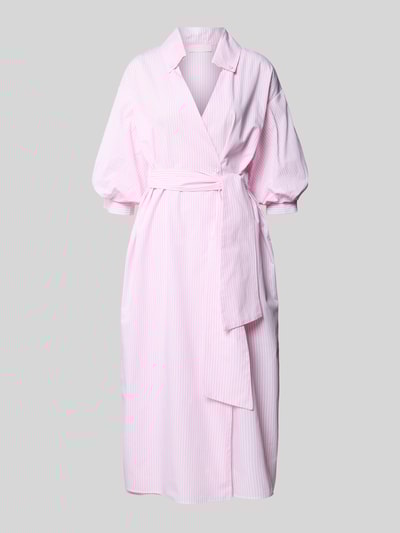 Rich & Royal Overhemdjurk met platte kraag en strikceintuur Felroze - 2