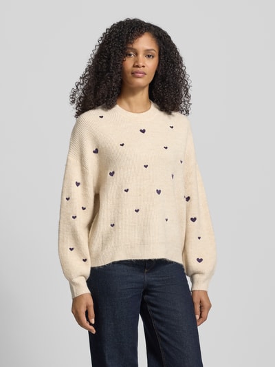 Apricot Strickpullover mit Rundhalsausschnitt und Stitchings Sand 4