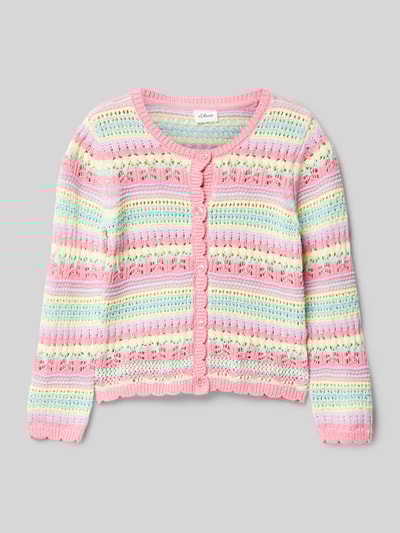s.Oliver RED LABEL Regular Fit Strickjacke aus Baumwoll-Mix Pink 1