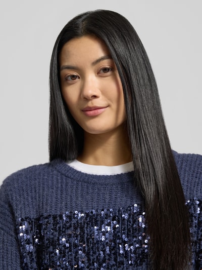Brax Strickpullover mit Pailletten Modell 'LISA' Dunkelblau 3
