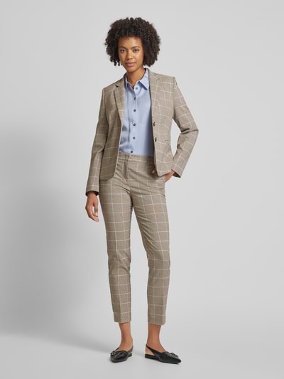 Christian Berg Woman Selection Tapered fit pantalon met glencheck-motief Camel - 1