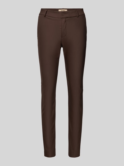 MOS MOSH Spodnie do garnituru o kroju skinny fit z lamowanymi kieszeniami z tyłu model ‘Abbey’ Czekoladowy 2