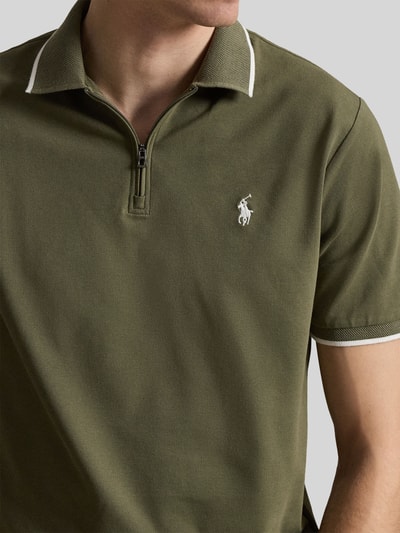 Polo Ralph Lauren Regular Fit Poloshirt aus Baumwoll-Mix mit Reißverschluss Oliv 3