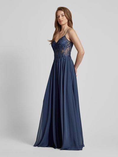 Luxuar Abendkleid mit Herz-Ausschnitt Rauchblau 1