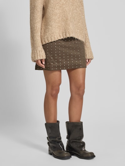 Jake*s Casual Minirok met siersteentjes Leem - 4