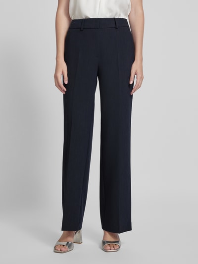 Selected Femme Wide leg stoffen broek met riemlussen, model 'RITA' Marineblauw gemêleerd - 4