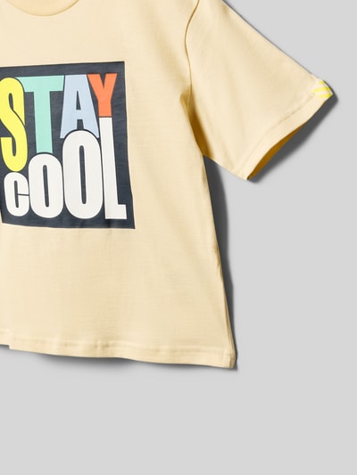 Produktfoto, Regular Fit T-Shirt mit Statement-Print von BILLIEBLUSH in Creme, bunter Frontprint, reine Baumwolle, Rundhalsausschnitt, glatte Textur