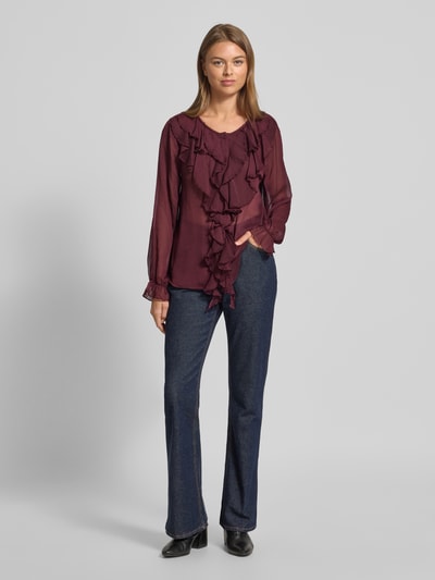 FREE/QUENT Regular Fit Bluse mit Rüschen Modell 'Ditte' Bordeaux 1