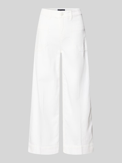 Produktfoto, Wide Leg Jeans mit aufgesetzten Taschen Modell 'MIRU' von Raffaello Rossi, biały bawełniano-lniany materiał, długość 6/8, szerokość w rozmiarze 36: 41 cm, długość wewnętrzna nogawki 65 cm