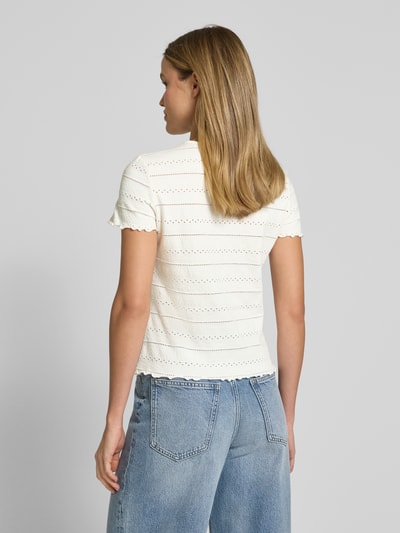 Jake*s Casual T-Shirt mit Muschelsaum Offwhite 5