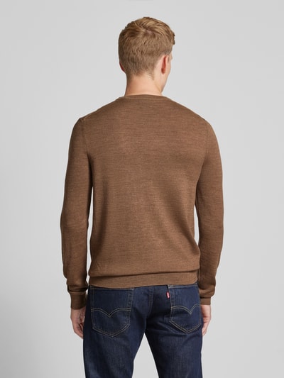 Christian Berg Men Gebreide pullover met ronde hals Middenbruin gemêleerd - 5