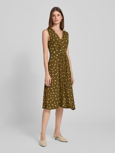 Zero Knielanges Kleid mit V-Ausschnitt Khaki 1